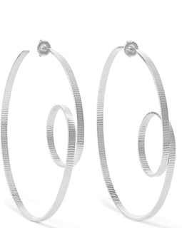 Annie Costello Brown Circle Scroll Silver Hoop Earrings
