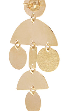 Annie Costello Brown Mini Pompom Gold Tone Earrings